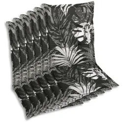 Xxxl Sesselauflagenset , Grau, Schwarz, Weiß , Textil , 6-teilig , Blätter , Füllung: Schaumstoff, Vlies , 50x7x110 cm , Oeko-Tex® Standard 100 , pflegeleicht, hochwertige Qualität, langlebig, für den Außenbereich geeignet, mittels Bändern zu befestigen, mittels Gurtband zu befestigen , Gartenmöbel, Gartenpolster & Auflagen, Sesselauflagen