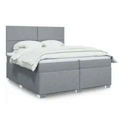 vidaXL Boxspringbett, Boxspringbett mit Matratze Hellgrau 200x200 cm Stoff