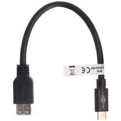 USB-C Stecker auf USB A Buchse mit Kabel schwarz 20cm