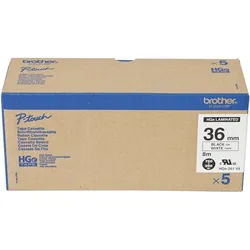 Brother Tonerpatrone Schriftband HGe-261V5 (5 Stk) Schwarz auf Weiß 36mm x 8m