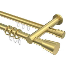 GARDINENSTANGE RUNDROHR-INNENLAUF Platon Sitra 180 cm, 2-läufig, 20 mm Ø Messing-Optik