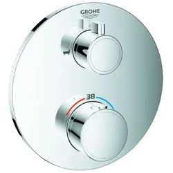 Grohe Grohtherm Fertigmontageset 24077000 chrom, UP-Wannen-Thermostat mit 2-Wege-Umstellung