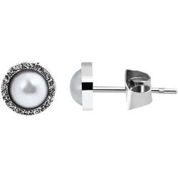 Adelia ́s Paar Ohrhänger Damen Ohrringe – Ohrstecker aus Edelstahl mit Perle, Zum Verschenken – ideal zum einfach so silberfarben