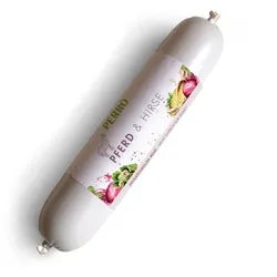 Perro Delikatessrollen Menü Pferd & Hirse - Monoprotein Hundewurst Futter 800 g