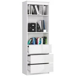 Raumhirsch Furniture Standregal Skandinavisches Bücherregal - Elegante Schubladenlösung - Büroregal, (viele Farbvarianten - Maße: 60 x 180 x 35 cm) - Hochwertig & stabil weiß
