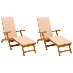 vidaXL Gartenliege Liegestuhl zum Verstellen und Klappen 2 pcs 55 x 146 x 91 cm, 2 St. weiß
