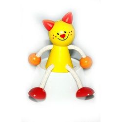 HESS SPIELZEUG Lernspielzeug Holzspielzeug Schwingfigur Katze BxLxH 100x70x130mm NEU bunt
