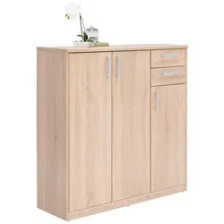 Xora Kommode , Sonoma Eiche , Holzwerkstoff , 5 Fächer , 2 Schubladen , 106x110x36 cm , Typenauswahl , Kleinmöbel, Kommoden, Kommoden