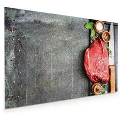 Primedeco Küchenrückwand Küchenrückwand Spritzschutz Glas mit Motiv Filet auf Schiefertafel 60 cm x 40 cm