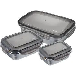 GEFU Frischhaltedosen-Set PREPPO 3-teilig 0,4 / 1,0 / 1,8 Liter Edelstahl