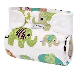 T-Tomi Orthopädisches Spreizh√∂schen für breites Wickeln - druckkn√∂pfe Green elephants (5-9 kg) 1 St