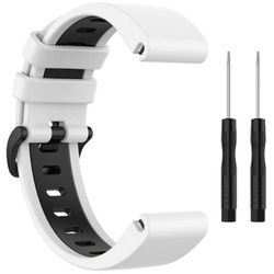 Wigento Smartwatch-Armband Für Garmin Fenix 6X / 6X Pro Kunststoff / Silikon Armband-Schutz Watch Uhr Weiß / Schwarz Ersatz Arm Band schwarz|weiß