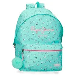 Pepe Jeans für Mädchen. 6042342 Nora Rucksack 44cm türkis (OSFA), Lässig, Polyester, Kinderbekleidung