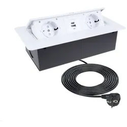 TecLines TES009W 2-fach Einbausteckdose mit USB A/C Charger, 3m Kabel, weiß
