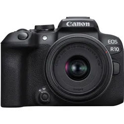 Canon EOS R10 + RF-S 18-45mm F4.5-6.3 IS STM Kit Systemkamera (RF-S 18-45mm F4.5-6.3 IS STM, 24,2 MP, Bluetooth, WLAN, inkl. RF-S 18-45mm Objektiv) schwarz
