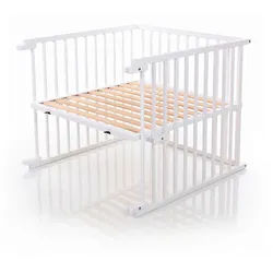 Babybay Beistellbett , Weiß , Holz , Buche , 95x79 cm , EN 71 , Lattenrost stufenlos höhenverstellbar, zur Sitzbank umbaubar , Babymöbel & Kindermöbel, Babyzimmer, Babybetten, Beistellbetten
