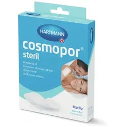 Cosmopor® Steril Wundverband 10 x 8 cm, hypoallergen, Selbstklebender Wundverband mit nicht verklebendem Mikro-Netz, 1 Karton = 10 Packungen à 5 Stück