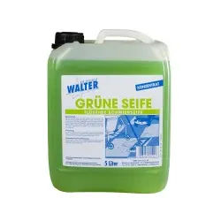 Walter Grüne Seife flüssige Schmierseife, Haushaltsreiniger reinigt und schützt alle wasserfesten Flächen, 5 Liter - Kanister