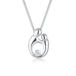 Elli DIAMONDS Kette mit Anhänger Mutter Kind Diamant (0.03 ct) 925 Silber vergoldet silberfarben