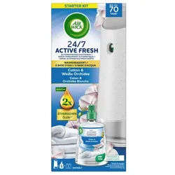 Air Wick Active Fresh Starter Set Cotton weiße Orchidee automatischer Lufterfrischer aerosolfrei mit 228 ml Spray