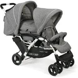 Geschwisterwagen CHIC4BABY "Duo, Melange grau", Kinder, grau (melange grau, weiß), Kinderwagen, mit feststellbaren Doppelschwenk-Vorderrädern