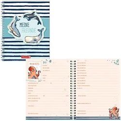 BRUNNEN Freundebuch Happy Ocean ca. DIN A5 liniert, blau Hardcover 80 Seiten