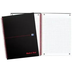 OXFORD Collegeblock 1 Collegeblock BLACK N'RED kariert 5mm mit Doppelspiralbindung A4