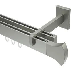 GARDINENSTANGE INNENLAUF Smartline Conex 360 cm (geteilt in 2 x 180 cm), 2-läufig, 14x35 mm Edelstahl-Optik