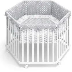 VitaliSpa Laufgitter Estrella Weiß 128 x 110 cm 6 Ecken , Holz , Rechteckig , 128x70x110 cm , Babymöbel & Kindermöbel, Babyzimmer, Laufgitter