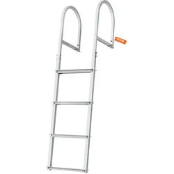 VEVOR Dockleiter 4 abnehmbare Stufen 227 kg Tragkraft Ponton-Bootsleiter aus Aluminiumlegierung mit 8 cm breiter Stufe und rutschfester Gummimatte für das Einsteigen in Schiffe/Seen/Schwimmbäder/Meere