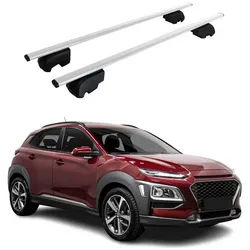 OMAC Dachträger Gepäckträger für Hyundai Kona 2017-2023 Grundträger ABE Silber 2x (2-St), Wasserbeständig,Abnehmbar,Multifunktional,Leichtgewichtig grau|silberfarben