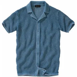 Waben-Strickpolo Blau 54