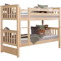 Mid.you Etagenbett , Naturfarben , Holz , Kiefer , massiv , Höhe ca. 18 cm , 90x200 cm , in verschiedenen Holzdekoren erhältlich, nur für Rollroste geeignet , Holzmöbel, Holzbetten, Kinderbetten Holz