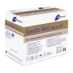 Meditrade Gentle Skin® Micro OP® Handschuhe, Latex, Tastsensible OP-Handschuhe, steril, puderfrei, 1 Karton = 4 x 50 Paar = 200 Paar, Größe 7