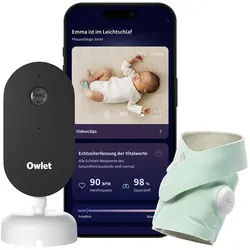 Owlet Dream Duo – Baby Monitor mit Sock Sensor, 2K HD Kamera, Puls & Schlafanalyse, Mint 1 St mint