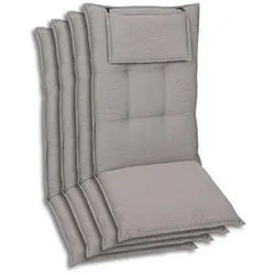 Xxxl Sesselauflagenset , Grau , Textil , 4-teilig , meliert , Füllung: Schaumstoff, Vlies , 50x7x120 cm , Oeko-Tex® Standard 100 , pflegeleicht, hochwertige Qualität, langlebig, für den Außenbereich geeignet, mittels Bändern zu befestigen, mittels Gurtband zu befestigen , Gartenmöbel, Gartenpolster & Auflagen, Sesselauflagen