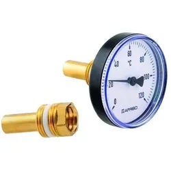 Afriso Bimetall-Thermometer BiTh 100 K 0/120C 100mm G1/2B ax Kl.2