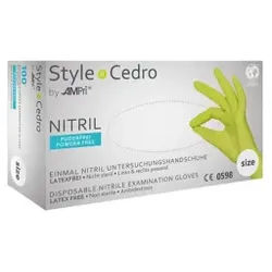 Style Cedro Nitrilhandschuhe, puderfrei, grün, Unsterile Einmalhandschuhe mit Fingerspitzentexturierung, 1 Packung = 100 Stück, Größe L