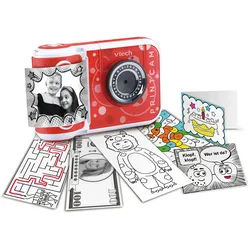 Kinderkamera VTECH "KidiZoom Print Cam, blau", rot, Fotokameras, KinderB:13,4cm H:9,2cm T:4,8cm, 5 MP, mit eingebautem Thermodrucker, B:13,4cm H:9,2cm T:4,8cm