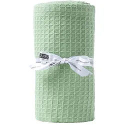 Homescapes Babydecke Waffelpiqué 90/110 cm, Bio-Baumwolle , Grün , Textil , Uni , Rechteckig , 90x112 cm , Oeko-Tex® , Schlafen, Babybettausstattung, Babydecken & Babykissen, Babydecken