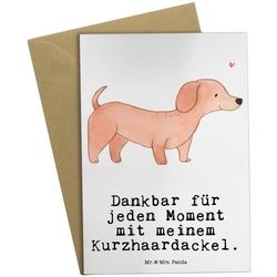 Mr. & Mrs. Panda Grußkarte Dackel Kurzhaardackel Moment - Weiß - Geschenk, Hochzeitskarte, Dachs, Hochwertiger Karton weiß