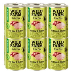 WILD FARM Premium getreidefreies Wildschwein und Huhn 12x400g - getreidefreies Katzenfutter