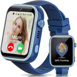 AIMIUVEI T45 Smartwatch (4,6 cm, sim), KINDER-SMARTWATCH MIT VIDEOANRUFFUNKTION GPS UND WASSERSCHUTZ blau