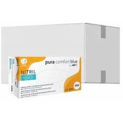puracomfort blue Nitril Einmalhandschuhe, puderfrei, blau, Unsterile Einmalhandschuhe mit Fingerspitzentexturierung, 1 Karton = 10 Packungen à 100 Stück, Größe L