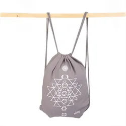 bodhi Turnbeutel GymBag Yantra Chakras, grau mit weißem Print, 100% Baumwolle 1 St