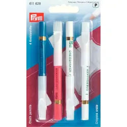 Stofferia Stoff Kreidestifte + Bürste farbig sortiert weiß, rosa, blau, Meterware