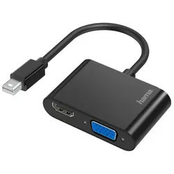 Hama Hama Video-Adapter 2in1 Mini-DP zu VGA/HDMI Adapter Video-Adapter Mini-DP, Kompakte Bauweise und einfacher Anschluss blau|schwarz