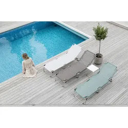 Fiam Dreibeinliege , Grau, Alufarben , Metall, Textil , 58x42x190 cm , wetterbeständig, UV-beständig, klappbar , Gartenmöbel, Gartenliegen, Sonnenliegen
