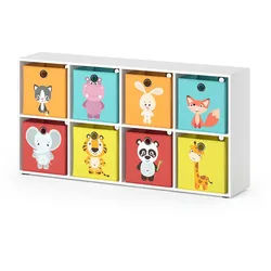 Vicco Kinderregal Scutum Weiß 143 x 72 cm mit 8 Faltboxen , Weiß, Weiß , Holzwerkstoff , Rechteckig , 143x72x29 cm , Kinder- & Jugendzimmer, Kindermöbel, Kinderregale