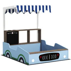 Aiyaplay Sandkasten mit Dach, 90 x 108 cm Sandkiste aus Holz Sandbox mit Sitzbank Blau , 90x104x108 cm , Freizeit & Co, Gartenspielzeug, Sandkästen